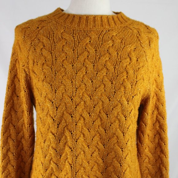 Lucky Brand Sweaters - Lucky Brand Cable Knit Pullover Crewneck Women's Sweater Size L Golden Mustard